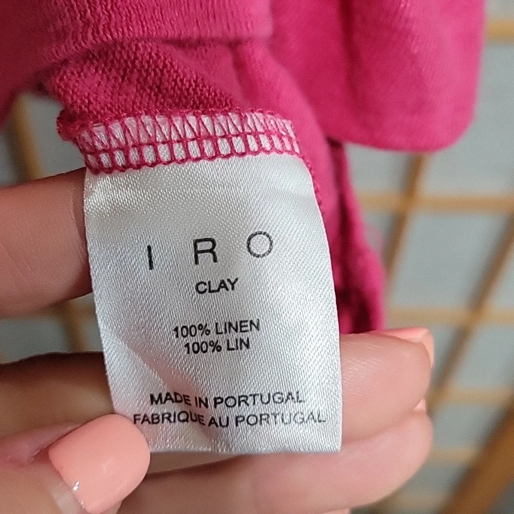 IRO pink 100% linen t-shirt with styled holes - Picture 5 of 10